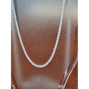 Silver Tone Textured Popcorn Chain Necklace Adjustable 18-20 Inch Lobster Clasp